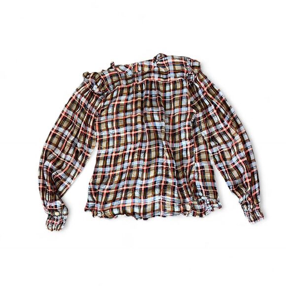 Anthropology Maeve Laila plaid wrap ruffle top - Picture 8 of 8